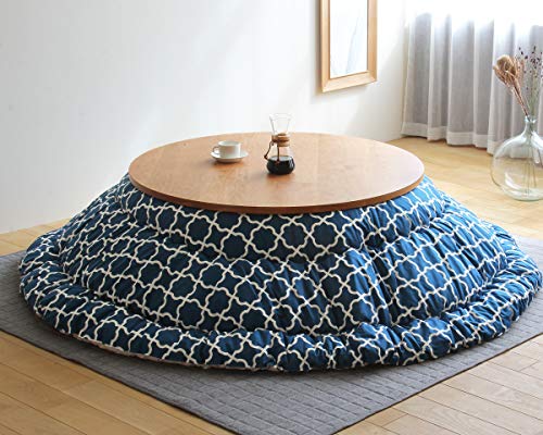 家具の里 こたつ布団 モロッカン柄 (日本製) 円形 (φ245cm) コバルトブルー (日本製) 大判 掛け布団 丸型 北欧 おしゃれ 炬燵 火燵