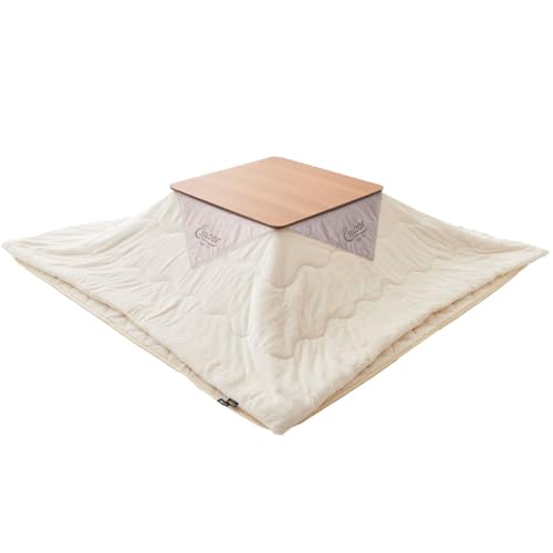 エムール こたつ布団 掛け敷きセット 正方形 アイボリー 洗える こたつ掛け布団 こたつ敷き布団 吸湿発熱性 エムールヒートプラス