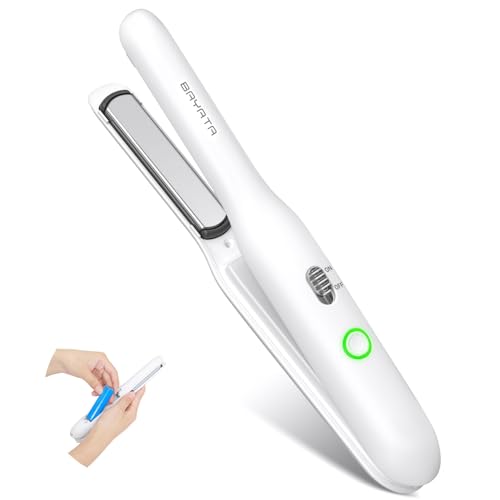 BAYATA ヘアアイロン コードレス 充電式【機内持ち込み可・電池着脱式・160℃～200℃三段階温度調節】バッテリー取り外し可能 ミニ 持ち運び 携帯 前髪 ヘアストレートナー ストレート コン