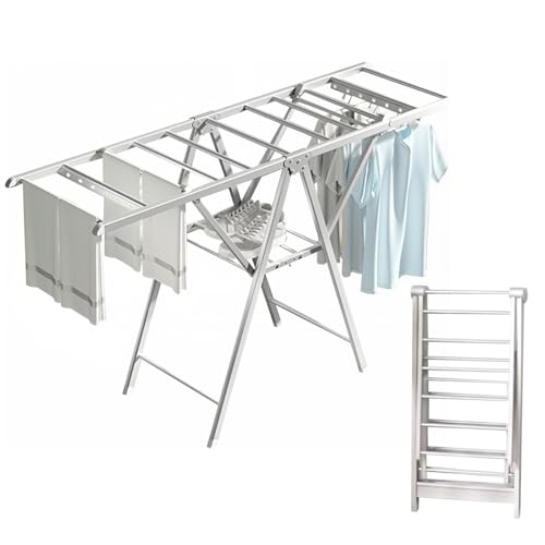 Aikenn 物干しスタンド 物干しラック 竿 洗濯物干しベランダ コンパクト 洗濯干し台 高さ調節 折り畳み式 キャスター付き 組立不要 物干しハンガー タオ...