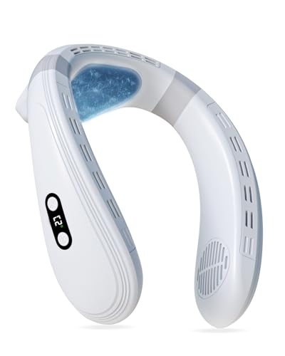 Asminlee ネッククーラー 2025 首掛け扇風機 冷却プレート 瞬時冷却 6000mAh大容量 上下背面送風 携帯扇風機 Type-C充電式 ネックファン風量3段階調節 LCDディスプレイ表示 熱中症対策 グッズ 暑さ