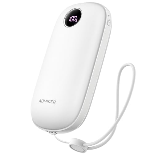 【両面発熱】 充電式カイロ LEDデジタル 温度表示 Aomiker : ストラップ付き 5V/2A usb-c 充電 3秒急速..