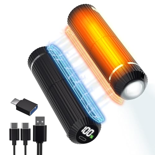 【5階段温度調節】充電式カイロ 360°全面発熱 3秒急速発熱 電気カイロ LCDディスプレイ バッテリー残量..