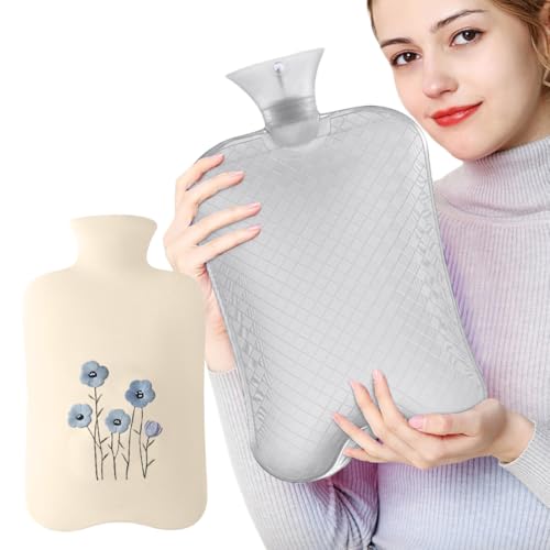 TONGMO 湯たんぽ 注水式 かわいい 刺繍 カバー付き 容量 3.0L エコ湯タンポ お湯入れ おしゃれ 軽量 柔らか ゆたんぽ 防寒グッズ あったかグッズ 足 冷え対策 生理期最適 持ち運び キャンプ ア