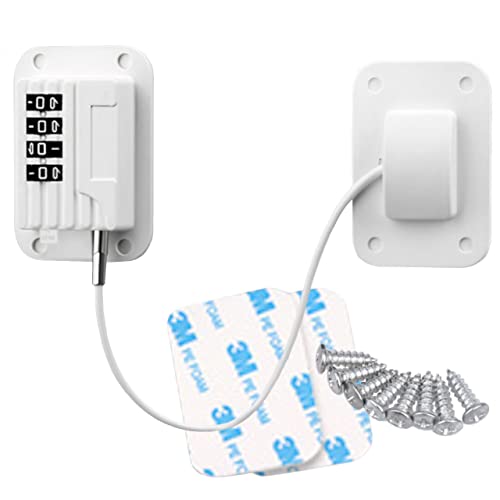 VICHE CATT ドアロック ダイヤル式 ドアノブ ロック 後付け ワイヤーロック チャイルドセーフティロック 冷蔵庫ロック (ホワイト)