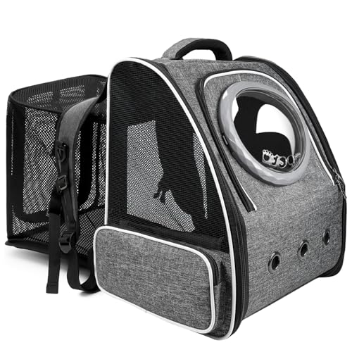 Okiki 犬 猫 ペット キャリー バッグ リュック 拡張可能 ペットハウス 旅行/通院/お出かけ/災害避難用 ..