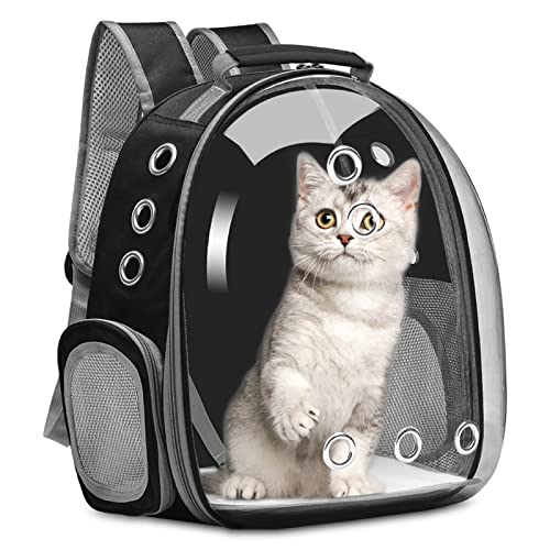 STARWISH ペットキャリーバッグ 猫キャリー 犬猫兼用 宇宙船カプセル型 犬リュックサック 旅行ペットバッグ 透明 顔出し UVカット紫外線対策型 通気性 大容量 耐久性 安全性 折りたたみ パッ