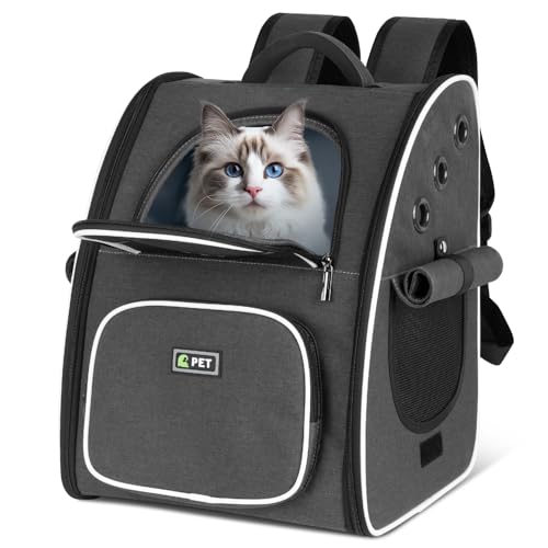 Tresbro 最新型 犬 猫 リュック カーテン付きの ペットキャリー 折り畳み式 きゃりーバッグ 小型犬・小..