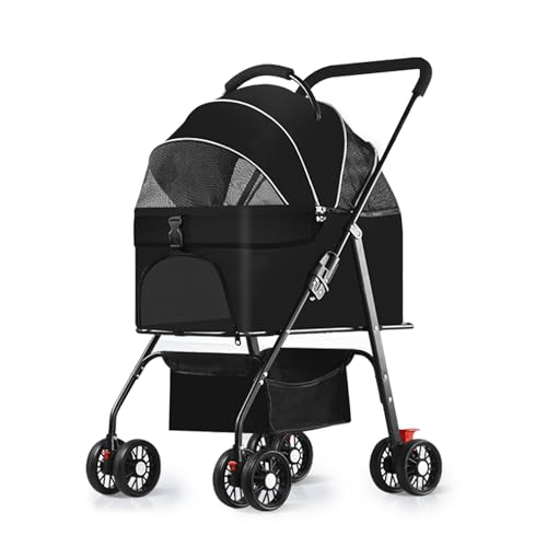 4輪ペットカート分離型ドッグカート メッシュ通気性 折りたたみ式 収納バスケット付き コンパクト 犬 ..