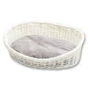 ペットケアー ラタン風洗えるベッド ホワイト S