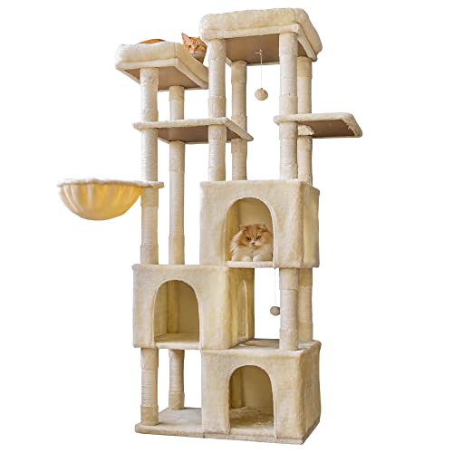 Mwpo 猫タワー 安定感 大型 派手 巨大猫ハウス お城 爪とぎ おもちゃ ねこ 猫 ネコ 多頭飼い 麻紐 子猫 シニア 178CM ベージュ 814A