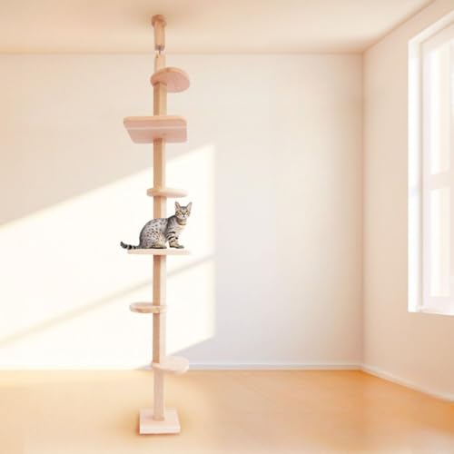 建築家考案で画期的!!【ねこハウスシリーズ 国産杉と桧 キャットタワー 天井突っ張り天井高260cmまで TYPE1 猫ちゃんの快適 遊び場空間を自由自在にカス...