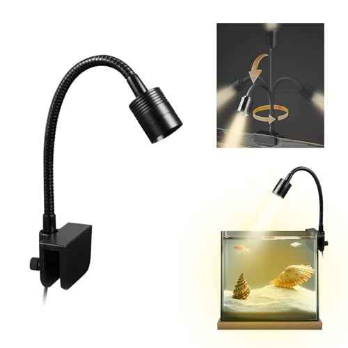 水槽 ライト 3色切替式 伸縮式3段ズームライト 多角度調光可能なスポットライト 調光調色可能LEDライト 水槽ライト 曲げ可能 360度調整 3W 低エネルギ...