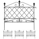 ガーデンガーデン エレガント アイアン スティックフェンス 4枚組セット 72cm×62cm ブラック 連結可 トレリス/エッジング EIS-4P-BLK