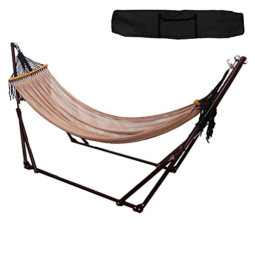 MRG ハンモック 自立式 耐荷重 200kg 2層メッシュ 室内 室外 兼用 ポータブル 折りたたみ 日本語説明書..
