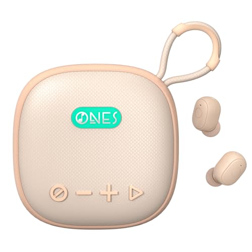 ONES MusPlay イヤホン付き ポータブルスピーカー 無線2-in-1 Bluetooth, スマート Hi-Res音質 5W大音量 [ 24時間スピー...