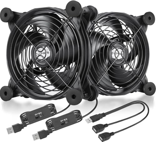 upHere 120mm USB扇風機 USB冷却ファン小型 ミニ送風機 静音 3段階風量調節 ルーター/水槽/冷却クーラ..