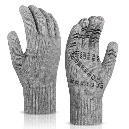 [OZERO] ニット手袋 メンズ ランニング グローブ 防寒 スマホ対応 冬 【毛糸・暖かい・おしゃれ・裏起..
