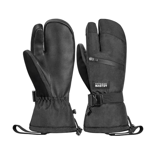 スキーグローブ メンズ レディース 3本指グラブ 2倍保温 防寒 防水 スノボ グローブ 手袋 スノーグロー..