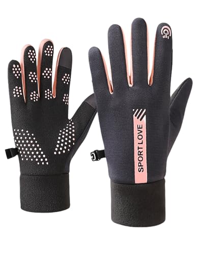 [OLATONG] 手袋 レディース 防寒 防水 自転車 グローブ サイクル アウトドア登山 サイクリング タッチパネル対応 滑り止め加工 防寒 裏起毛 防風（グレー）