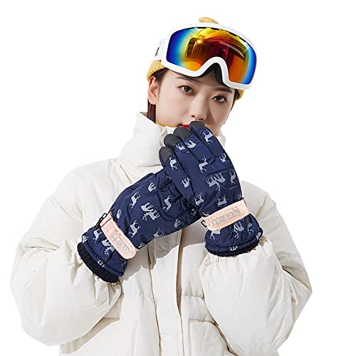 ◆商品名：スキーグローブ レディース スノーボードグローブ スキー手袋 ジュニア スノー 手袋 スノーボ 防水 防風 防寒 裏起毛 滑り止め スマホ対応 登山 アウトドア 自転車 冬用 雪 雪用 可愛い 雪柄 動物柄 滑り止め付き 通園通学 紛失防止 (ネイビー)11