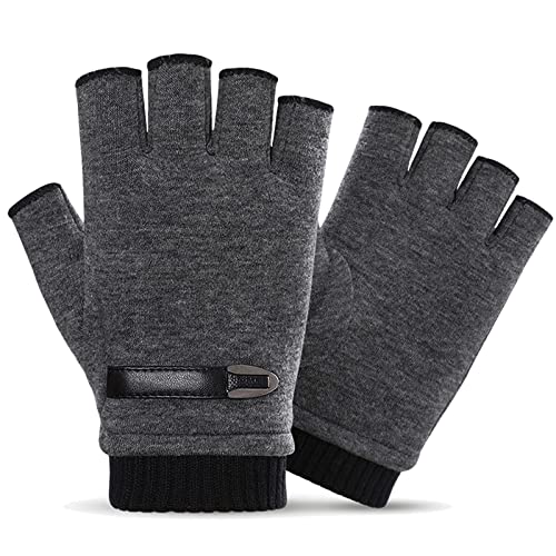 [FakeFace] 手袋 メンズ 秋冬 半指手袋 裏起毛 ハーフフィンガー グローブ 防寒手袋 スマホ対応 指切り..