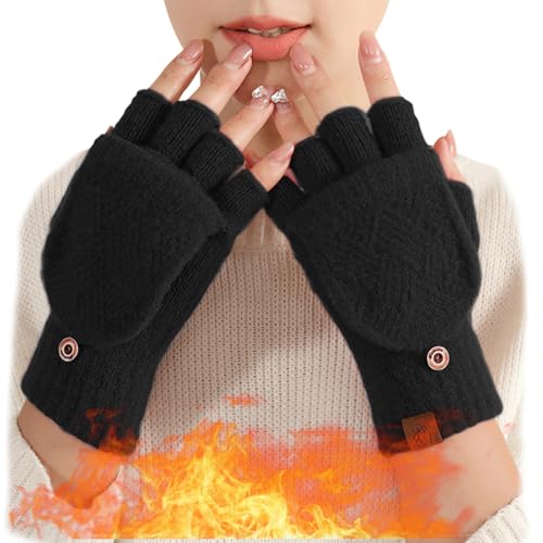 [MayCherry] 手袋 レディース 防寒 1秒速熱 便利な2WAY 指なし・ミトン切替 防寒手袋 レディース手袋 防寒グローブ ニットてぶくろ スマホ対応 半指 フード付き 通学 通勤 暖かい 誕生日 クリス