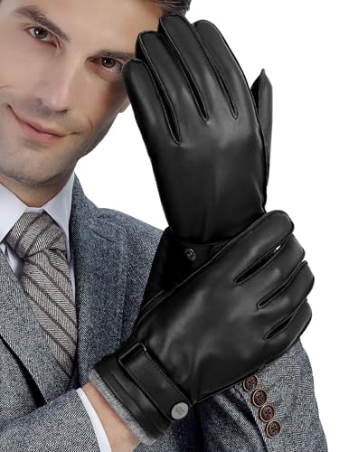 [GSG] 革手袋 メンズ 皮 レザー グローブ 防寒 スマホ対応 タッチパネル 紳士 ドライビンググローブ バイク 冬 黒 秋 保温 運転 通勤 高級 ブラック 黒 23123