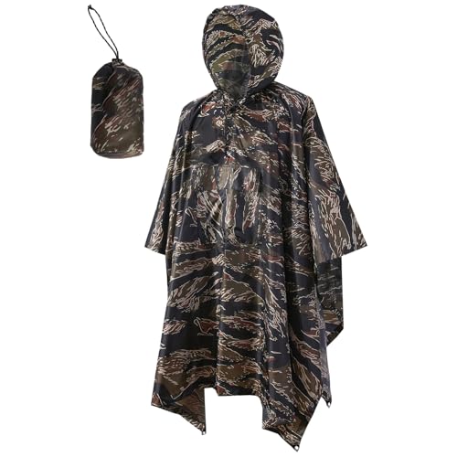 [Tiricky] レインポンチョ レインコート ユニ 多機能 ポンチョ メンズ 迷彩柄 カッパ 自転車 雨具3WAY ..