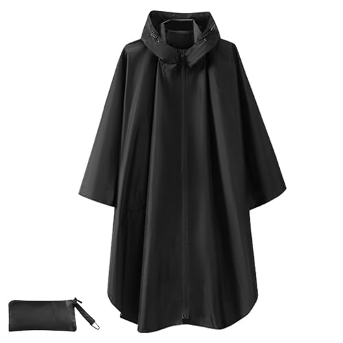 [TRIWONDER] レインポンチョ メンズ レディース レインコート 自転車 カッパ ポンチョ レインウェア かっぱ 雨具 防水 雨合羽 アウトドア おしゃれ レインスカート Rain Coat （ブラック）