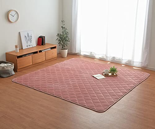キルトラグ こたつ敷き布団 長方形 フラン キルト ラグ スモーキーピンク 約190×240cm 3畳 ホットカーペット カバー 床暖房対応 滑り止め 無地 北欧 おしゃれ ＃9845836