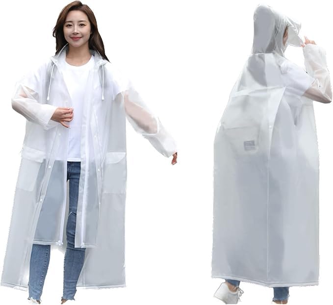 [BXINF] レインコート 二重つば ポケット2個 メンズ レディース 大きいサイズレインポンチョ ロング丈のおしれなレインウェア 梅雨対策 自転車 原付用 通勤 通学 防風防水 防塵防雪 (ホワイト