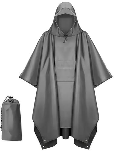 [アスペルシオ] アウトドア レインポンチョ 3way レインコート 薄型 収納バッグ付き コンパクト 雨具 ..