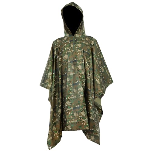 [NOLCCTN] レインコート メンズ ポンチョ カモフラージュ 徒歩 登山 迷彩服 キャンプ フロアマット ケ..