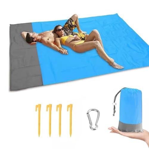 DEVENTORZ 防水防砂 レジャーシート 1個セット 140*200cm ビーチマット テントシート 一体収納袋付き ..