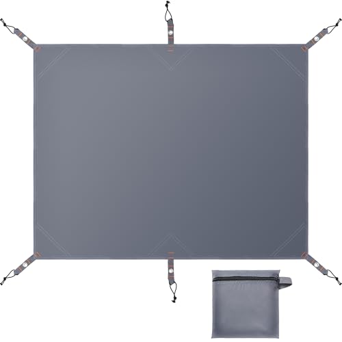 DANOFY グランドシート 防水 145x210 テントシート - 厚手 210D生地 耐水圧 3000mm レジャーシート 軽量 コンパクト 収納袋付き キャンプ アウトドア 登山 ピクニック マット グレイ