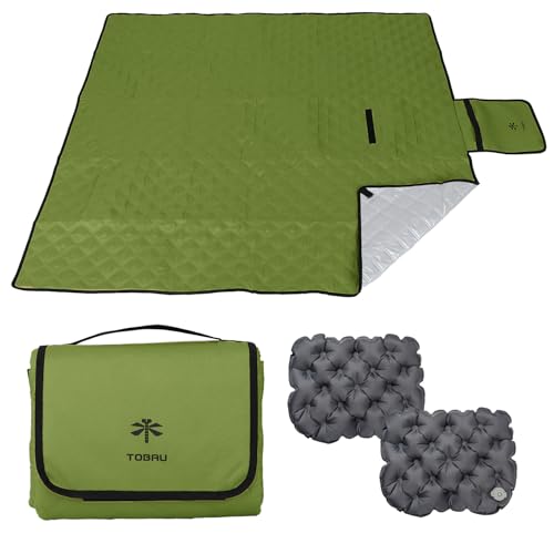 [TOBAU] レジャーシート 厚手 200*200 140*145 大判 アルミ 防水 キルティング アウトドア インナーシ..