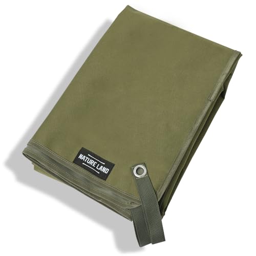 【キャンプインストラクター推薦】 グランドシート テントシート キャンプ 厚手 198×148cm 防水 耐水圧8000mm 軽量 アウトドア 登山 ピクニック 収納バッグ付き NATURE LAND (オリーブグリーン)