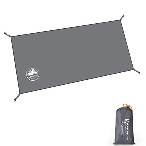 Rocacoco テントシート 防水シート 耐水圧10000mm レジャーシート グランドシート 両面防水 紫外線カット加工 アウトドア キャンプ 登山 ピクニック (S(90cm*210cm), グレー)