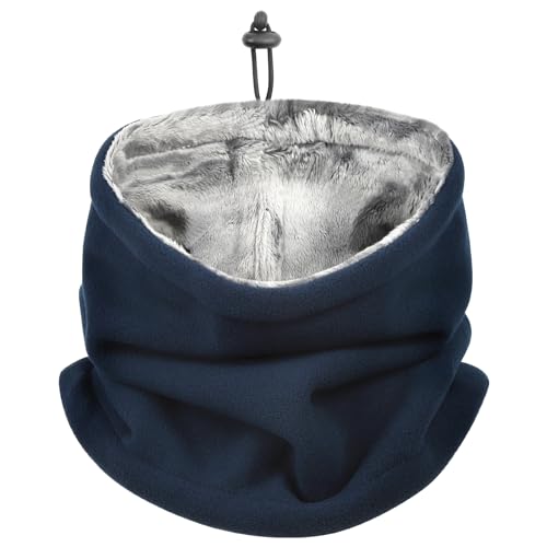 [E-Reise] ネックウォーマー メンズ レディース マフラー ストール 冬 ふわふわ裏起毛 厚手 防風防寒 無地 ネック スポーツ 通勤 通学 アウトドア 男女兼用 (ネイビー)