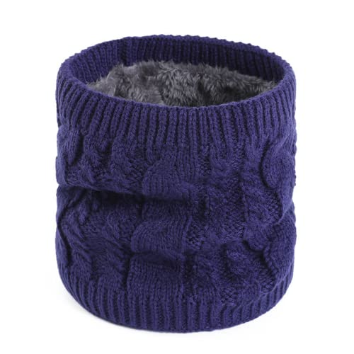 [HDCMLF] ネックウォーマー レディース メンズ リブニット 裏起毛 2重編み ふかふか 綿 ユニ おしゃれ シンプル ポカポカ 暖かい 防寒 (ネイビー)