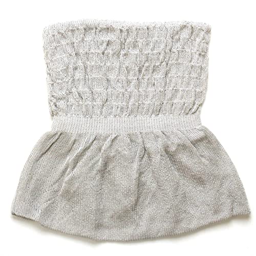 [テブクロイチバ] 【おやすみ シルクネックカバー裾フリル】おやすみネック ネックウォーマー ニット 日本製 シルク 抗菌 保湿 乾燥 睡眠 就寝用ネック 冷え対策 防寒 (グレー)