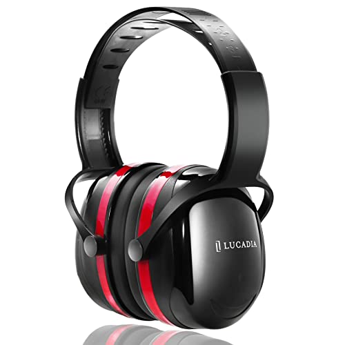 [リスラ] イヤーマフ 防音 遮音 男女兼用 メンズ レディース フリーサイズ 騒音対策 ヘッドホン ルカディア LUCADIA (ブラック × レッド)