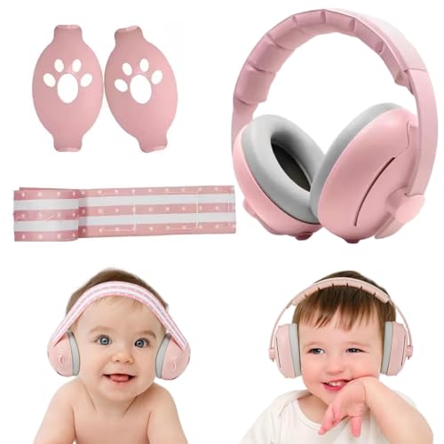 [MAACKIA] 防音 イヤーマフ 子供 1-48ヶ月 ゴムバンド ヘッドバンド付き 2WAY 耳当て 遮音値25dB 赤ち..