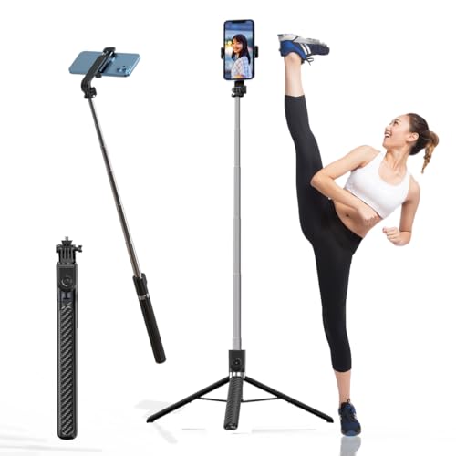 Txfuons スマホ三脚 自撮り棒 長い 185CM スマホスタンド iphone 三脚 150cm以上 セルカ棒 360度回転可能 パノラマ写真 gopro...