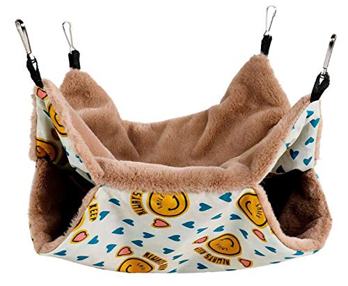 ふく福 豪華なハムスターハンモックペットベッド 小動物用ハンモック ハンギング 寝袋 鳥用ケージに掛ける暖かい巣 二層珊瑚フリース フック付き モルモット ハリ...