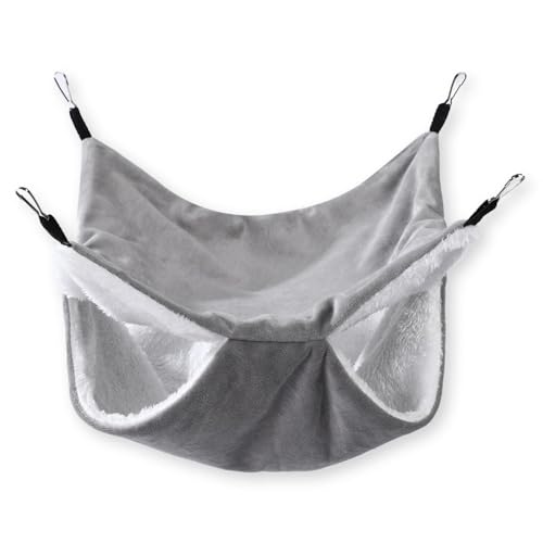 calm wish 小動物 ハンモック ブランコ ペット ベッド グレー M サイズ 吊り下げ 寝袋 暖かい 洗える ..