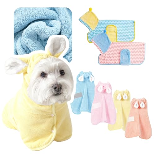 ペット用吸水バスタオル (イエロー,Mサイズ) 犬・猫用 柔らかい素材で毛を傷つけない 丈夫で長持ち プレゼントにも最適