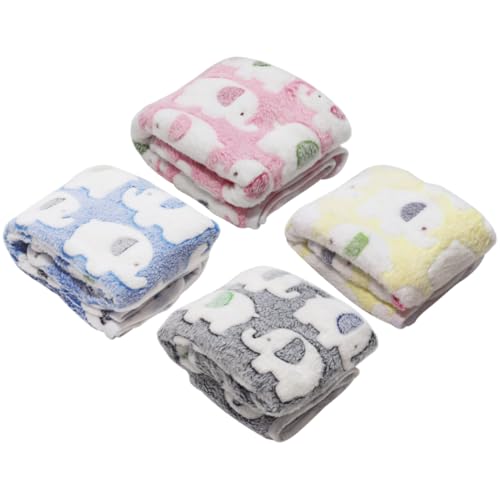 オーディオファン ペット ベッドクッション ブランケット 4枚入り 52cm×76cm マット 布団 可愛い ひざ掛け スクエア型 リバーシブル ふわふわ ソフト 暖かい サンゴフリース 洗える 多機能 タ