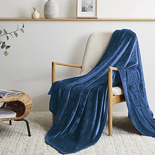 BEDELITE ふわとろ 毛布 あったか 膝掛け ふわふわも静電気防止 ふわふわうふ もこもこ春夏秋冬 柔らかく肌触り 軽量 掛け毛布 洗える(140x200，紺色)